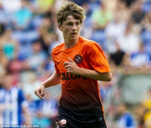 Ryan Gauld, con la maglia del Dundee United  (foto www.dailymail.co.uk)