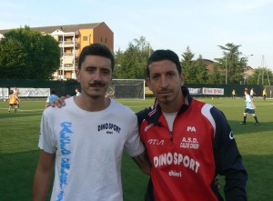 Franco Semioli con il preparatore del Chieri Gaetano Lozito (foto:  calciochieri1955.it)